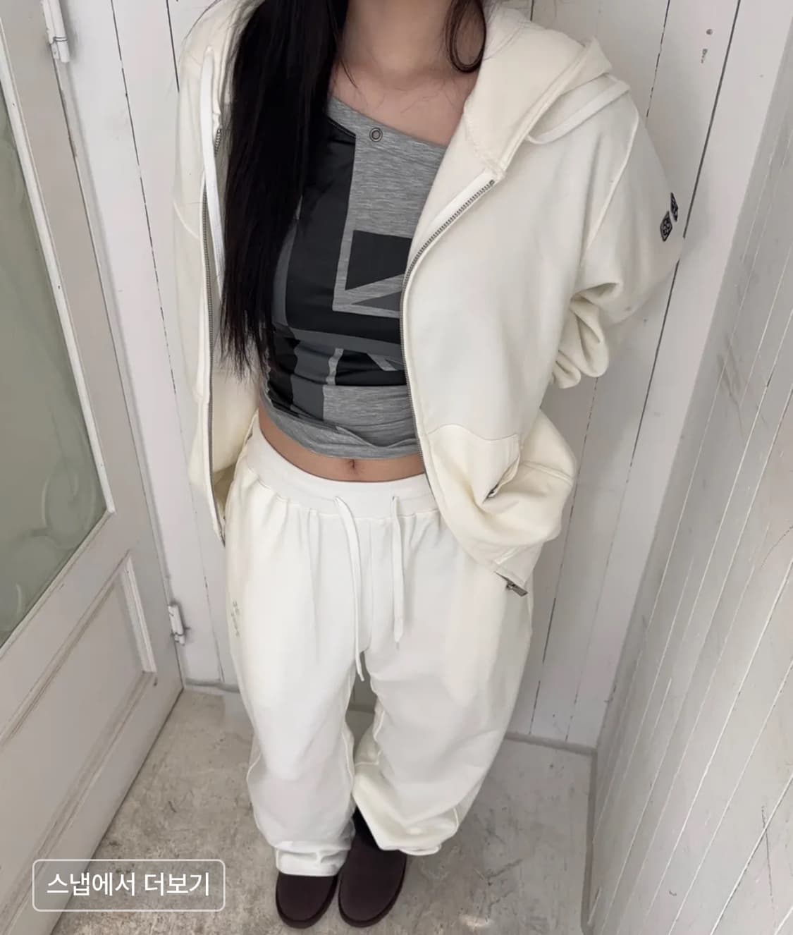 새상품) 플리즈노팔로우 카이 원숄더 롱슬리브 탑 멜란지 그레아 상품이미지2