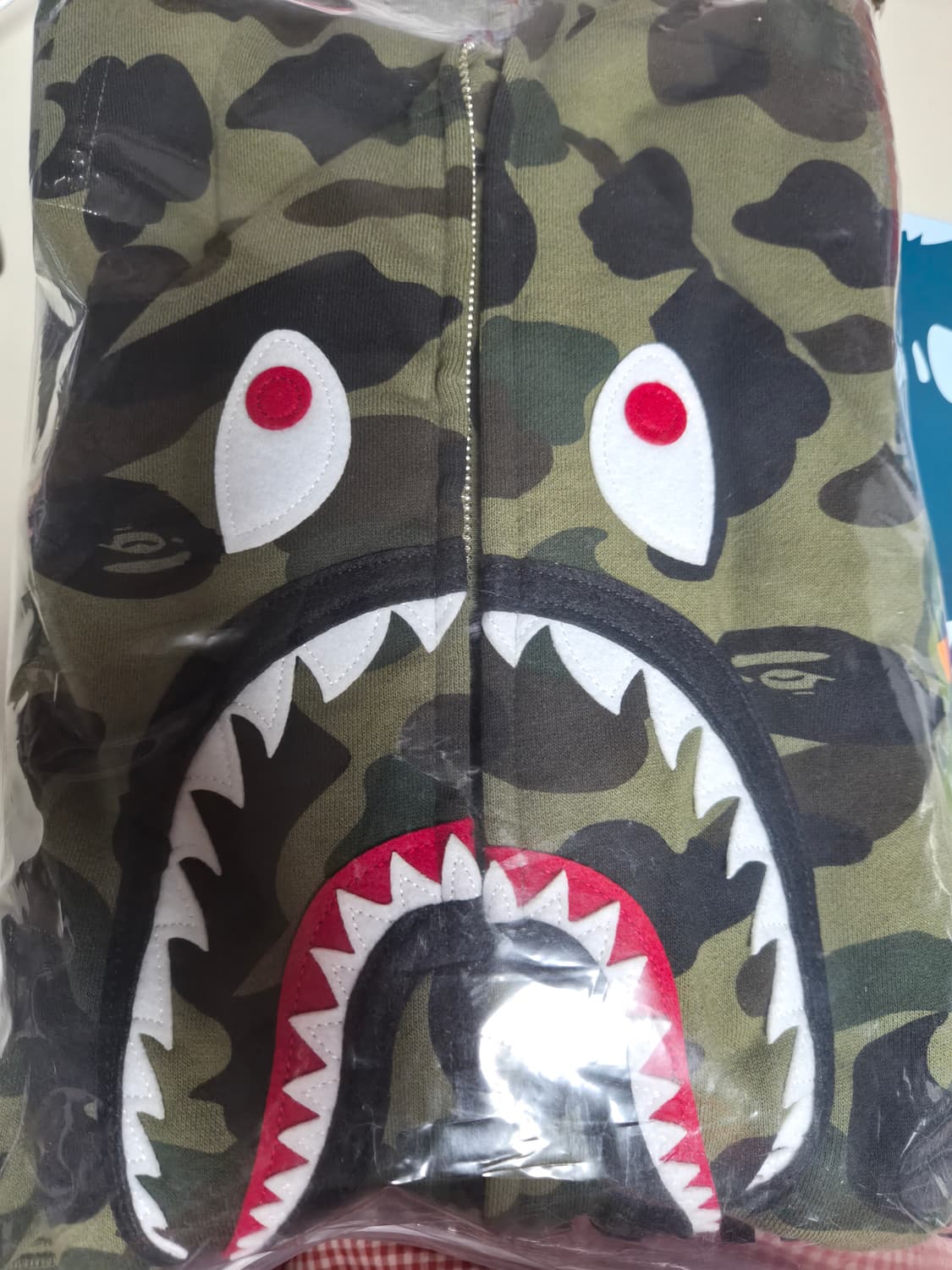 베이프 정품 XL 퍼스트카모 샤크후드 녹계 그린카모 상품이미지2