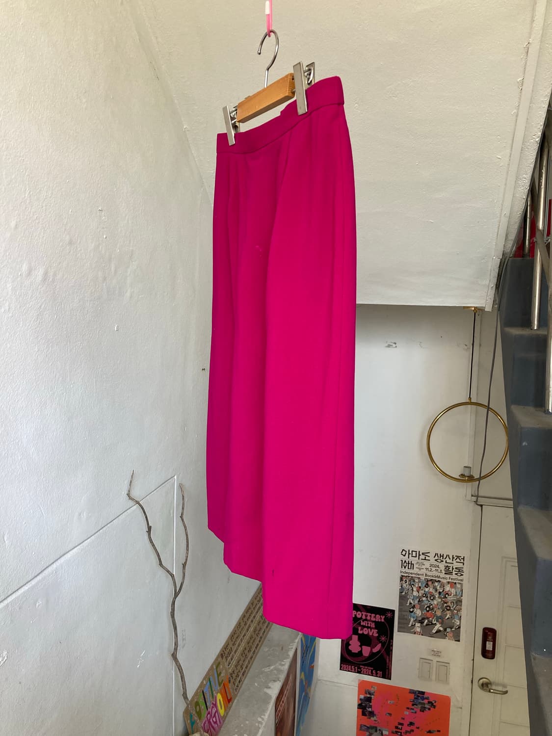 울 100% 미디 컬러 스커트 상품이미지4