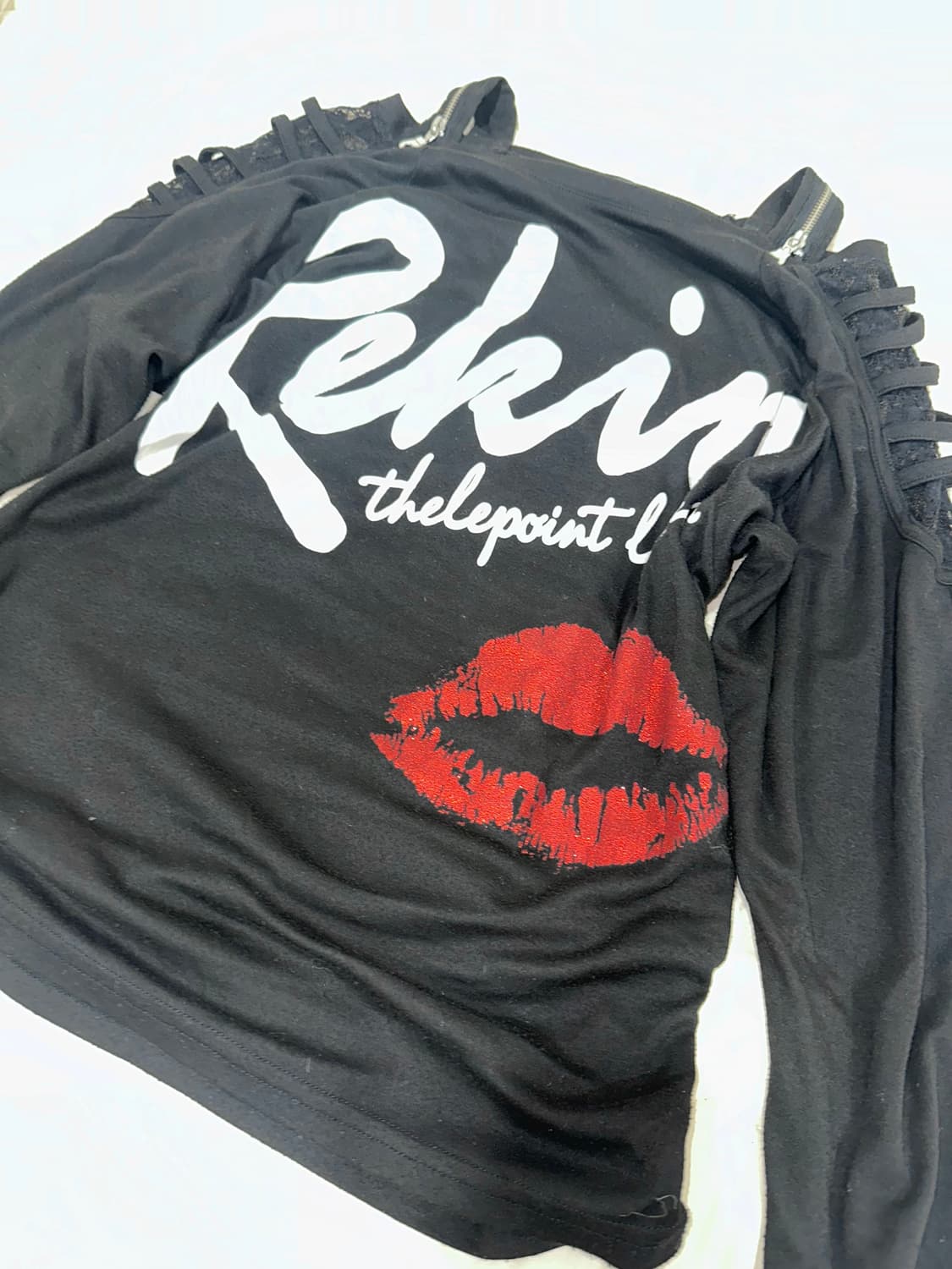 오네갸루 펑크 y2k 오프숄더 티 상품이미지2