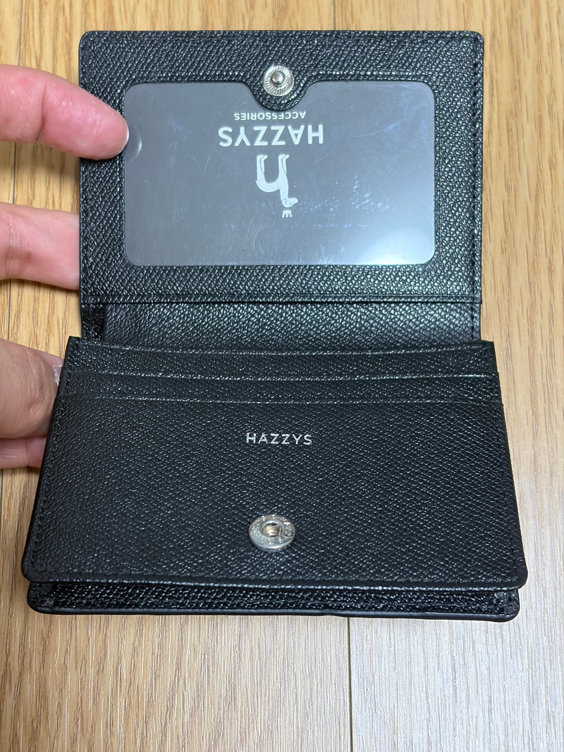 헤지스 소가죽 슬림 명함지갑 카드지갑 블랙 상품이미지4