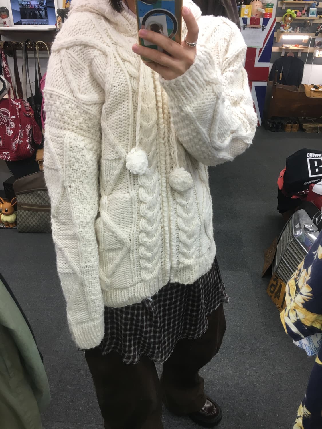 빈티지 헤비 니트 후드 집업 상품이미지5