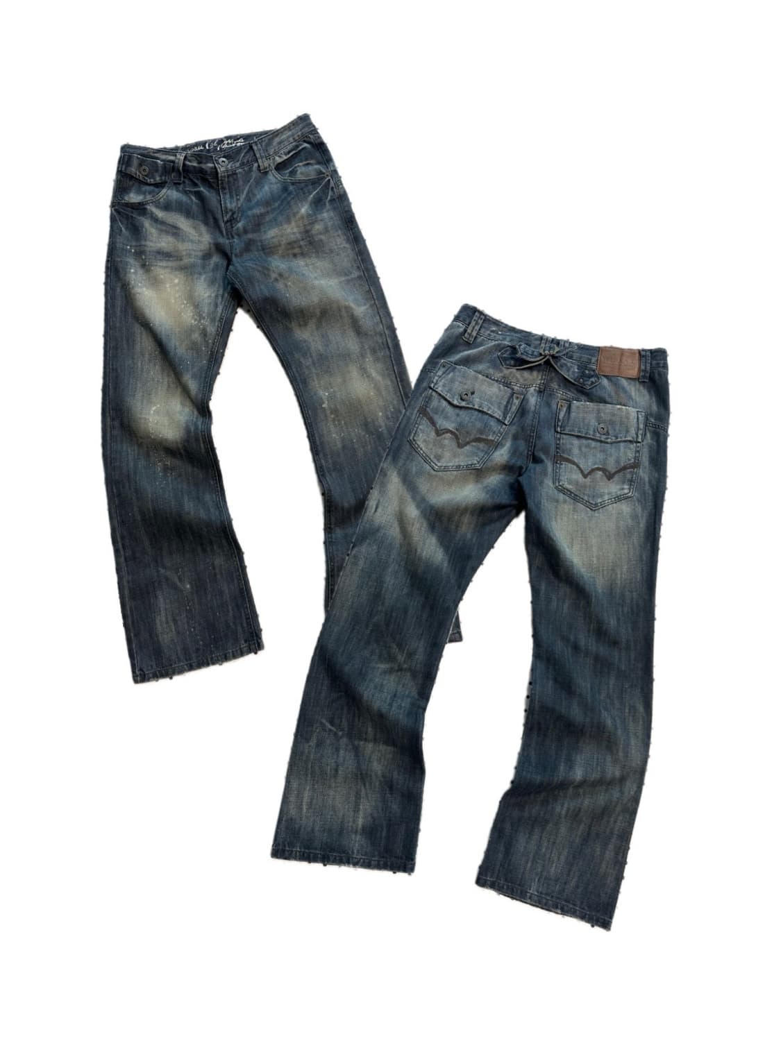 후아유 00‘s 신치백 부츠컷 데님팬츠 페인팅워싱 더티워싱 y2k 펑크 상품이미지1