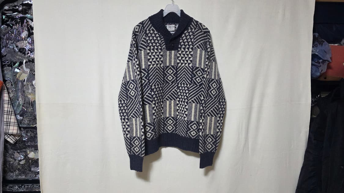 90s 이태리제 GIORGIO 순모 100% 투버튼 카라 니트티 상품이미지2