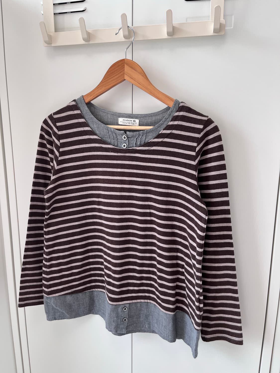 Cloundnine 줄무늬 셔츠 레이어드 티셔츠 상품이미지6