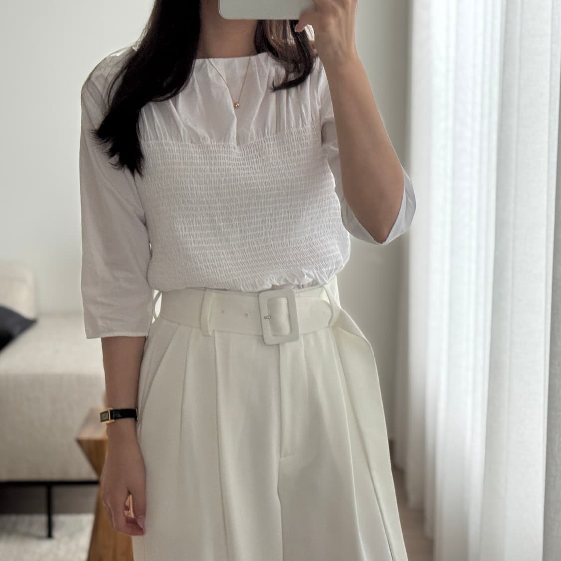 <실착 1회🖤> 일본 디자이너 브랜드 SEEALL 게더 코튼 블라우스 상품이미지10