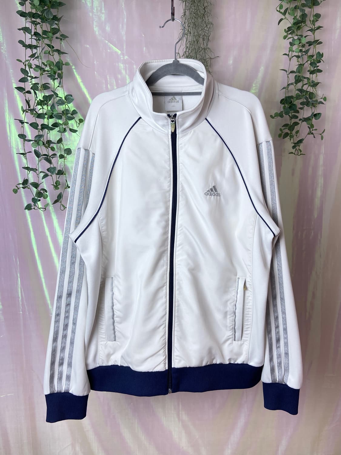 아디다스 화이트 블루 글리터삼선 져지 집업  상품이미지1