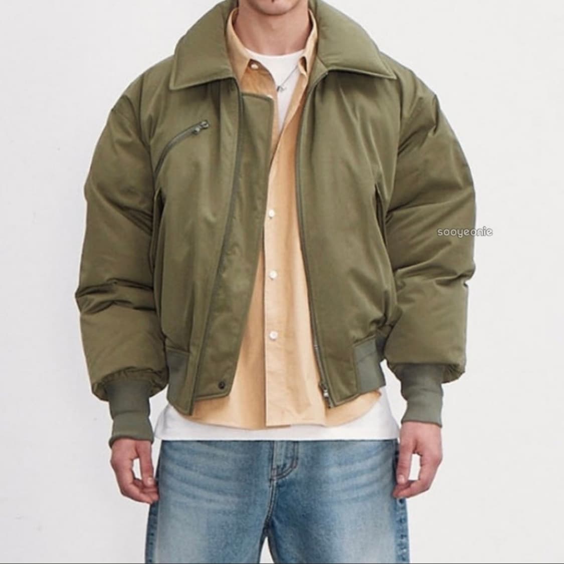 [M] 렉토 포코노 퀼티드 구스 다운 점퍼 숏 패딩 카키 상품이미지3