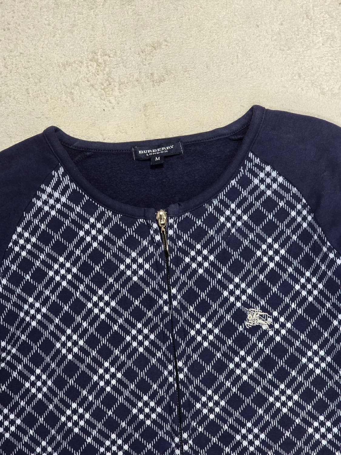 버버리 체크 패턴 집업 가디건 네이비 M 상품이미지1
