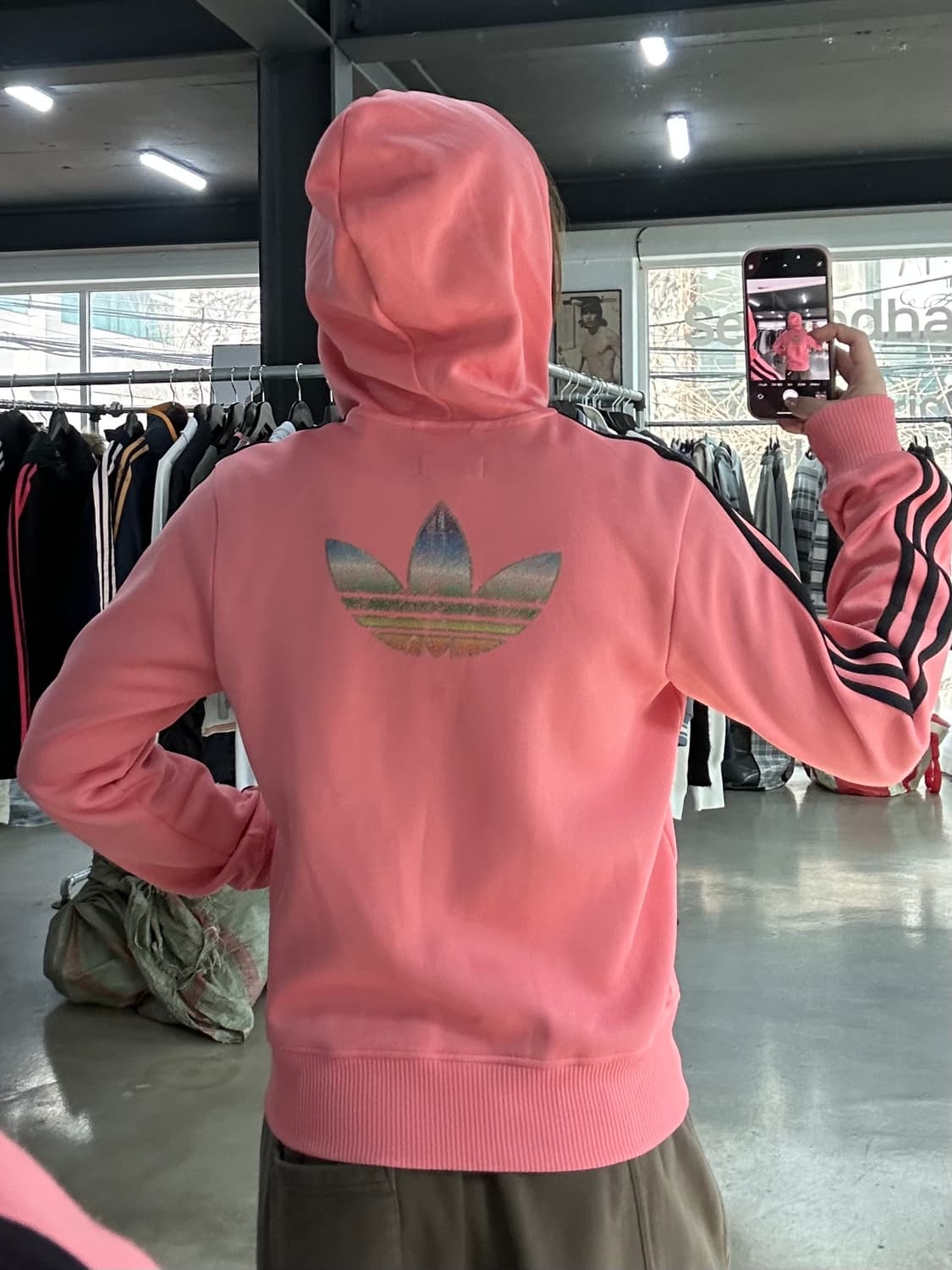 아디다스 후드플락 져지집업 코랄 상품이미지1