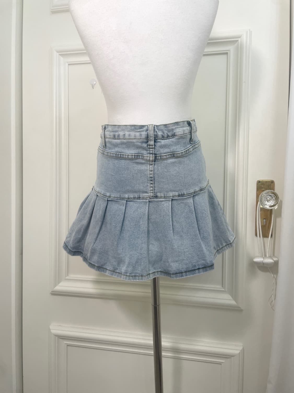 light denim pleats span mini skirt 상품이미지4