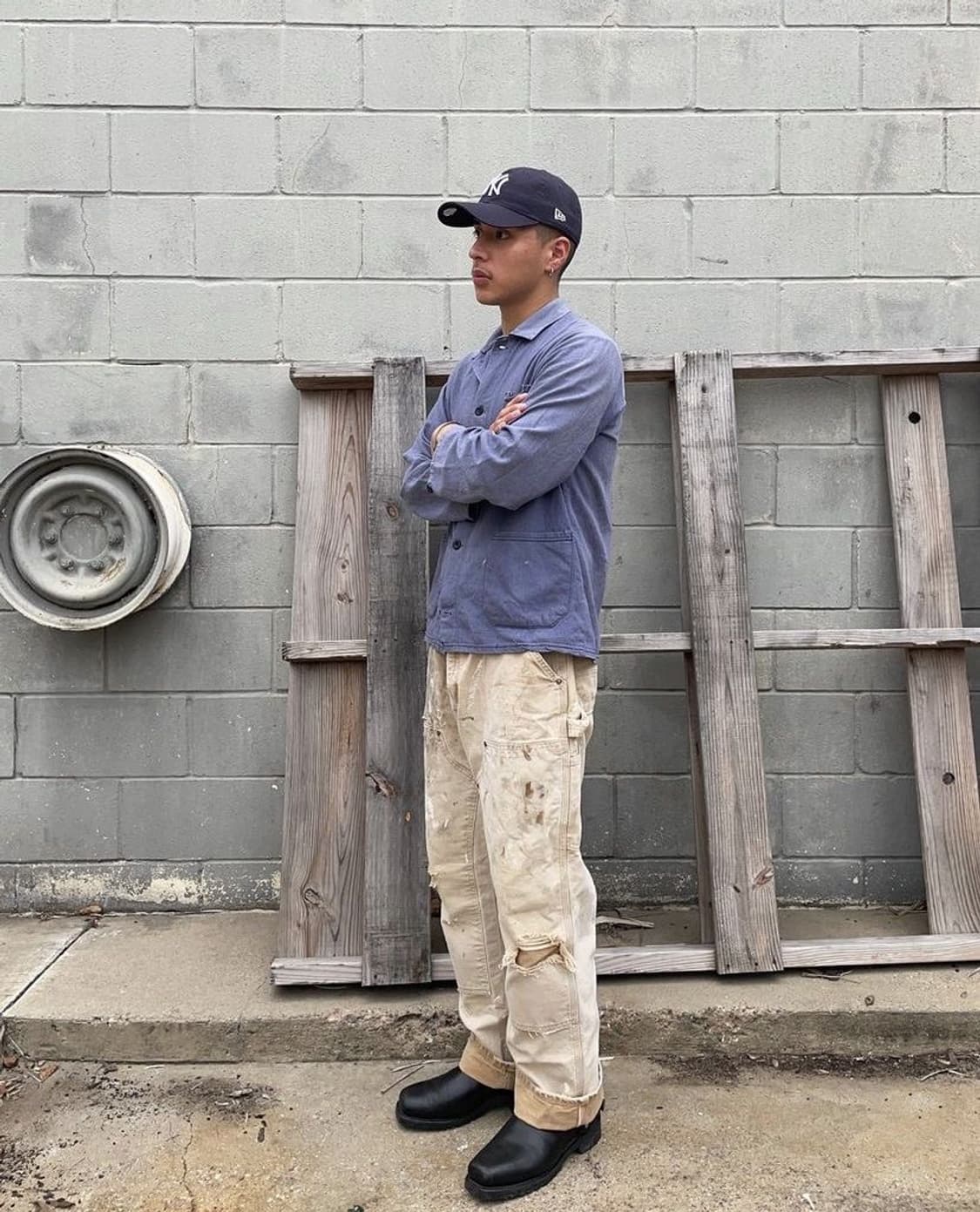 90s USA 칼하트 베이지 더블니 팬츠 34 상품이미지1