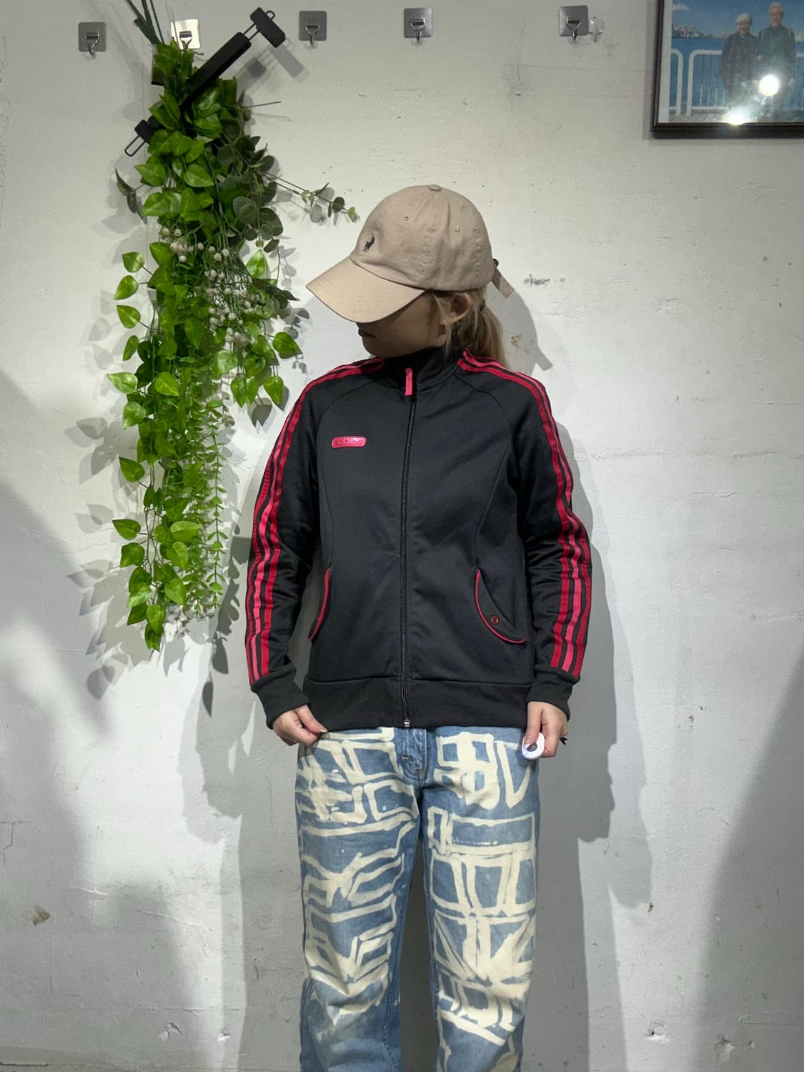 아디다스 블랙 핑크 삼선 스펠아웃 트랙탑 져지 L 상품이미지2