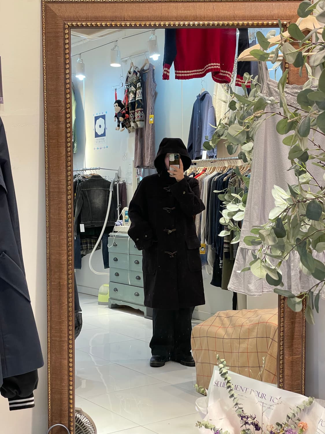 일본빈티지 다크브라운 떡볶이롱코트  상품이미지2