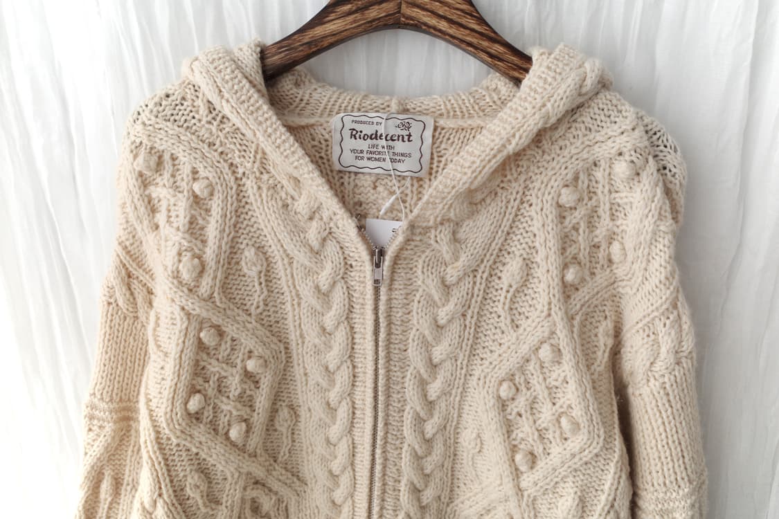 riodecent) crochet knit hood zip-up  상품이미지3