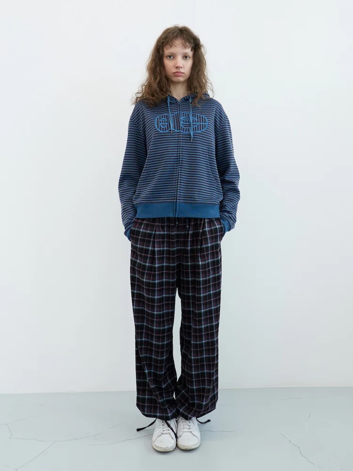 ENZOBLUES Striped Zip-up Hoodie (Blue) 상품이미지3