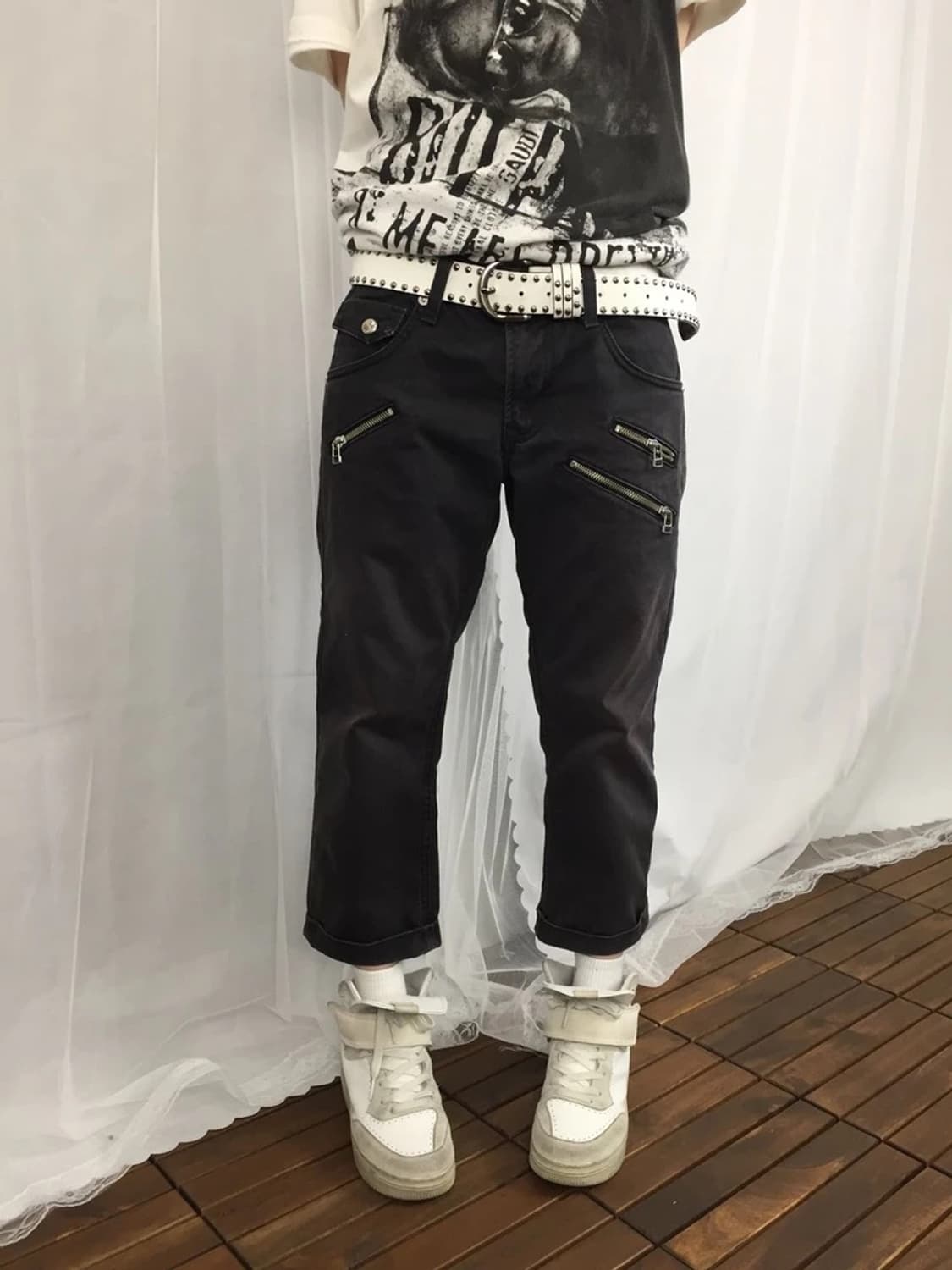 Lee Black Zip Detail Crop Pants 상품이미지1