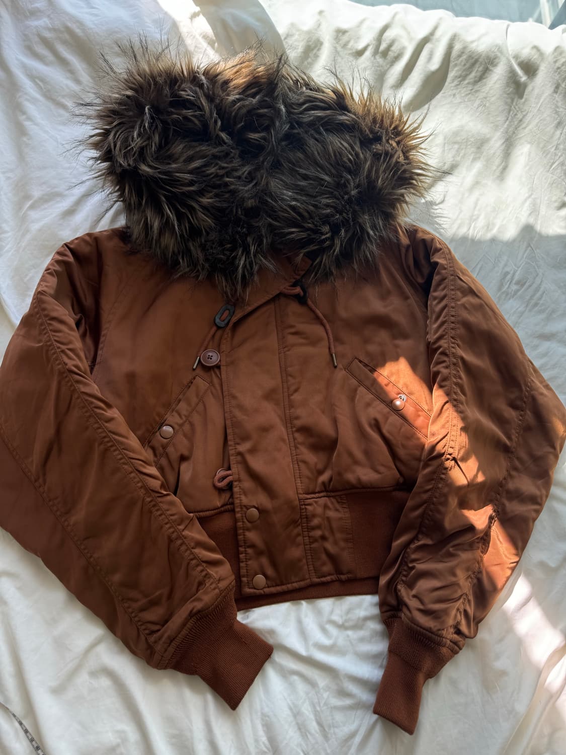 큐빈티지 샵502 히코빈티지 y2K 카멜 셔링 숏패딩 상품이미지2