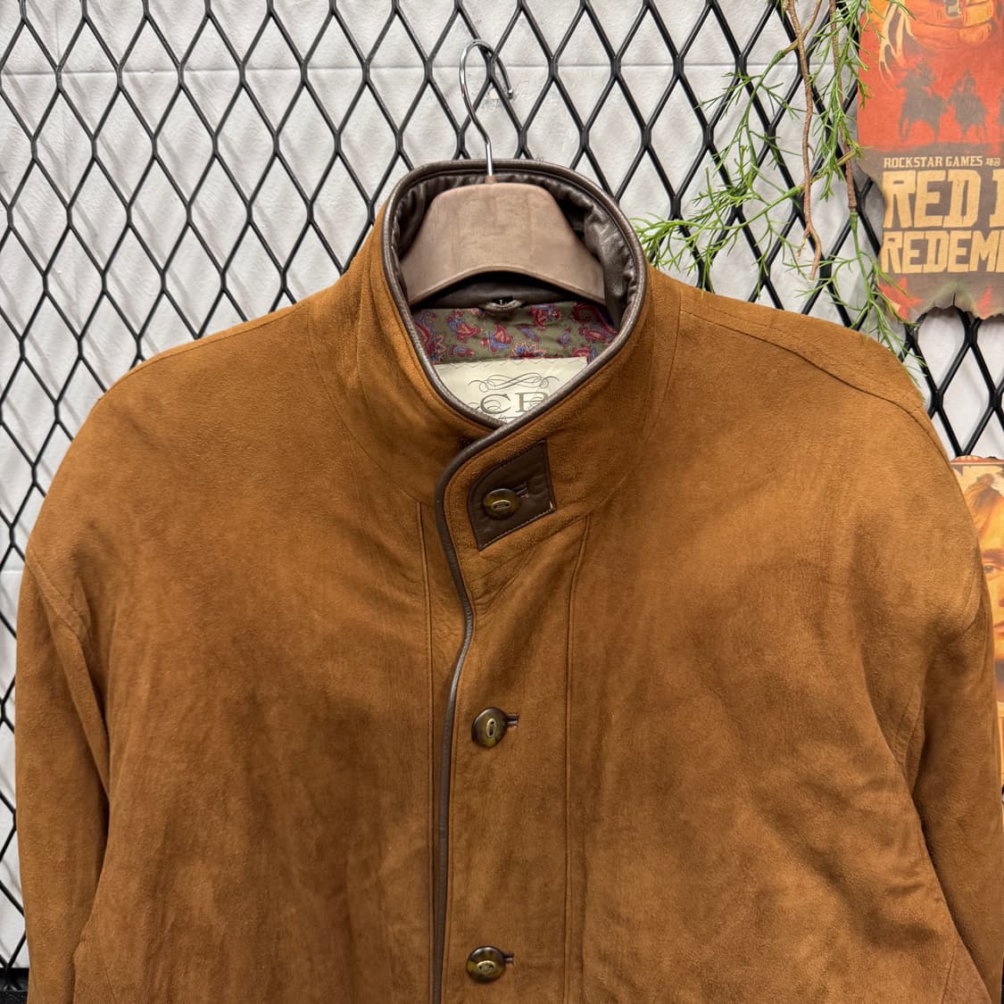 90s JPN VINTAGE 양가죽 스웨이드 미디 코트 브라운 상품이미지3