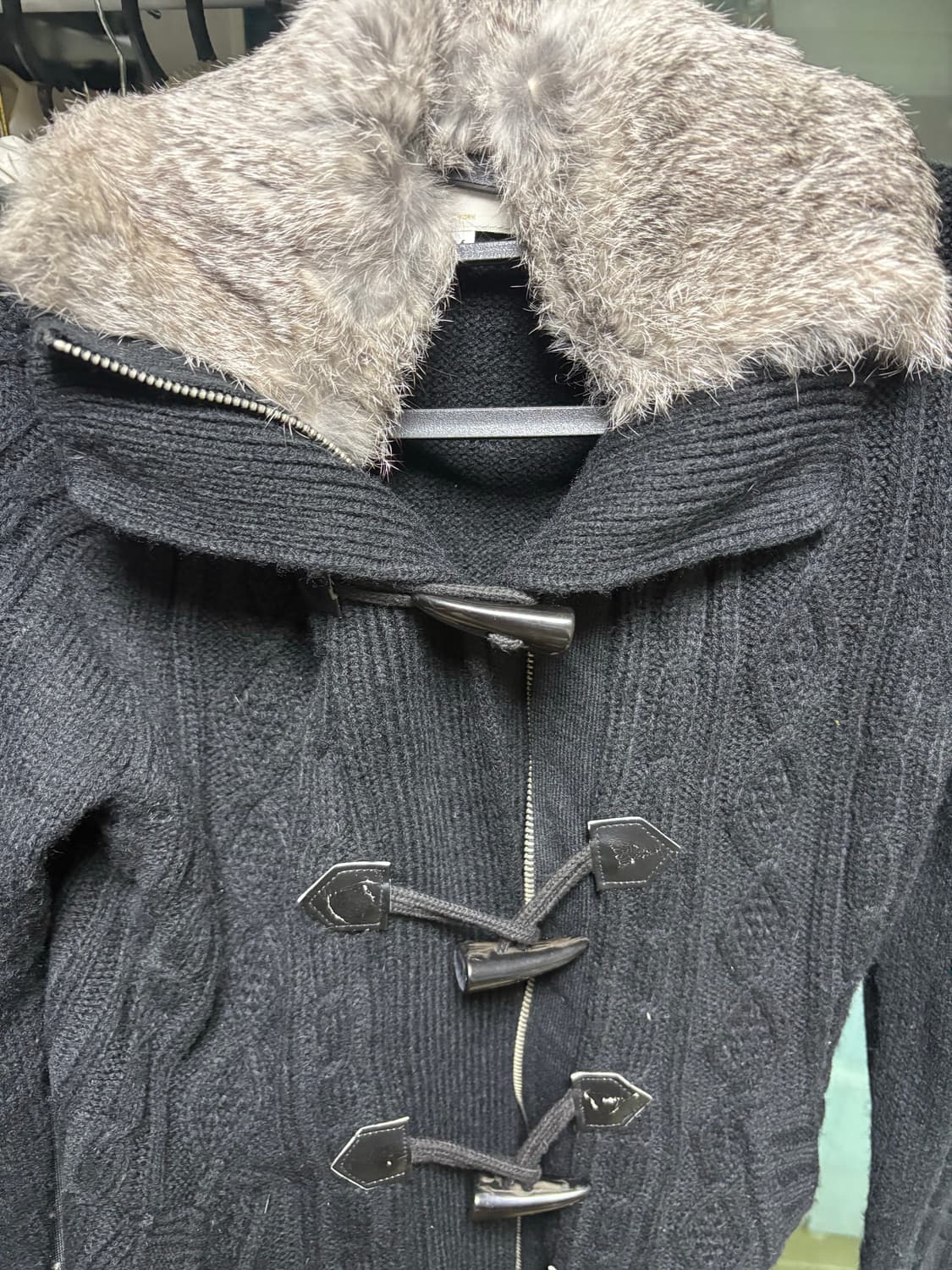 일본빈티지 블랙 퍼가디건 상품이미지2