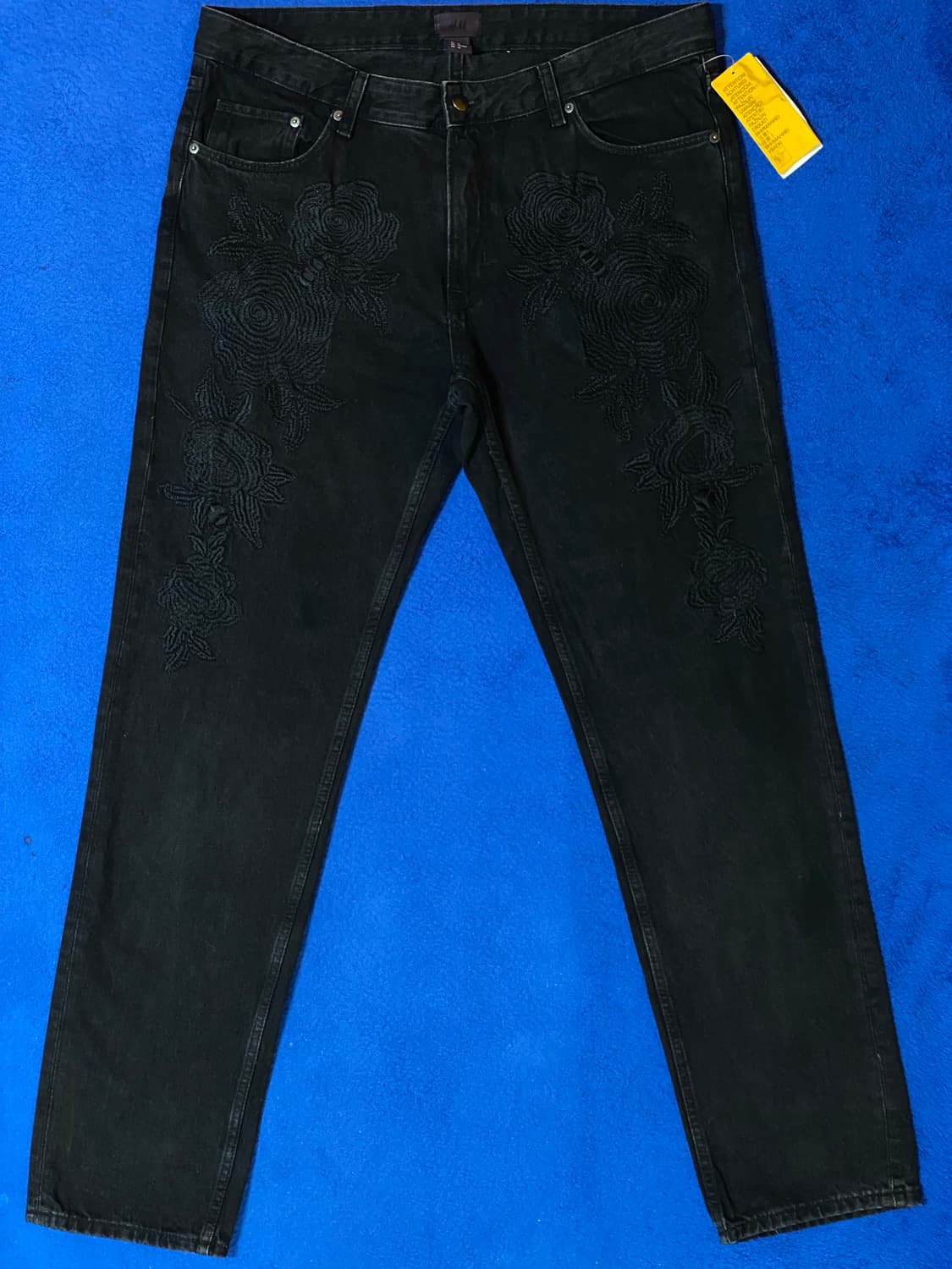 H&M 플라워 자수 워시드 블랙 진 34 상품이미지1