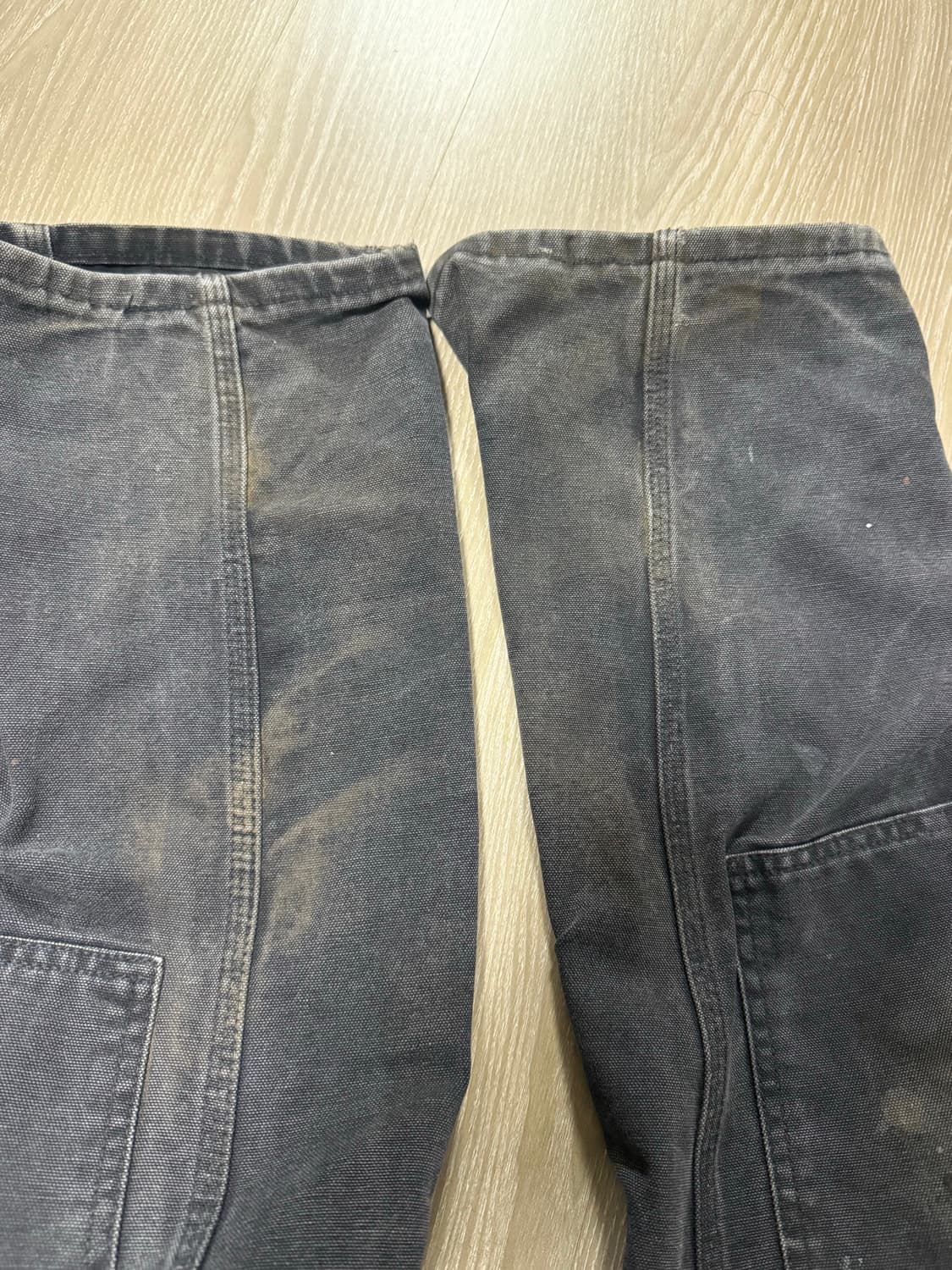 90s 칼하트 더블니 블랙 페인팅 36x32 USA made 상품이미지6