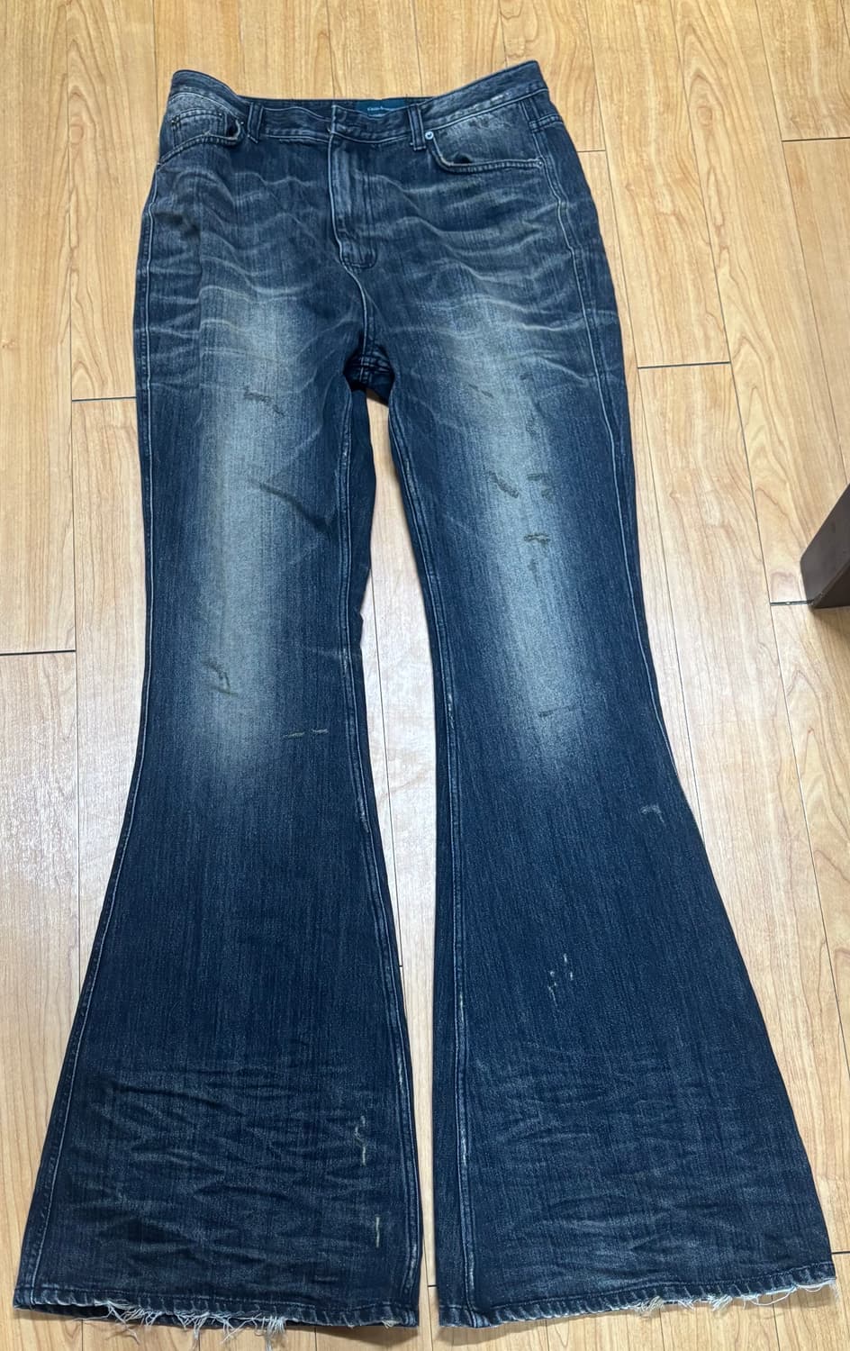 (1) 언더마이카 링클드 와이드 플레어진 워시드그레이 상품이미지4