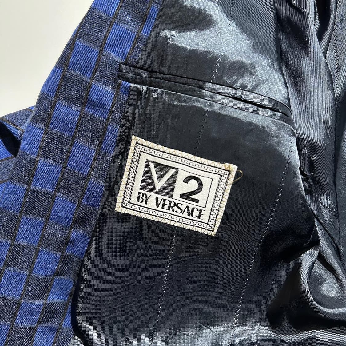 베르사체 V2 체크 원버튼 블레이저 상품이미지4