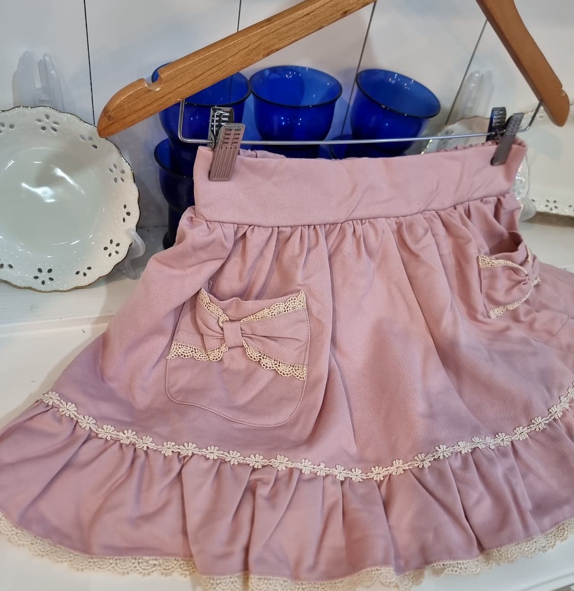 디어리 딸기우유 로즈핑크 프릴치마 상품이미지4