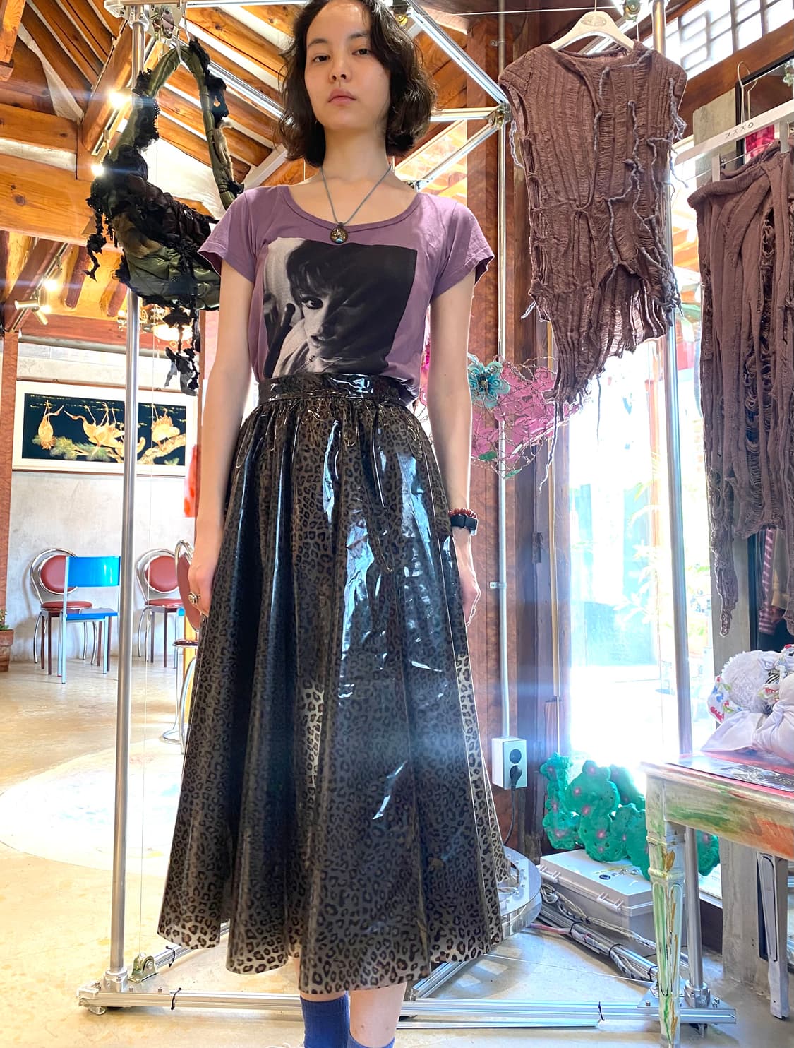[Archive] MSGM -레오파드(호피) PVC 미디 플레어스커트 상품이미지2