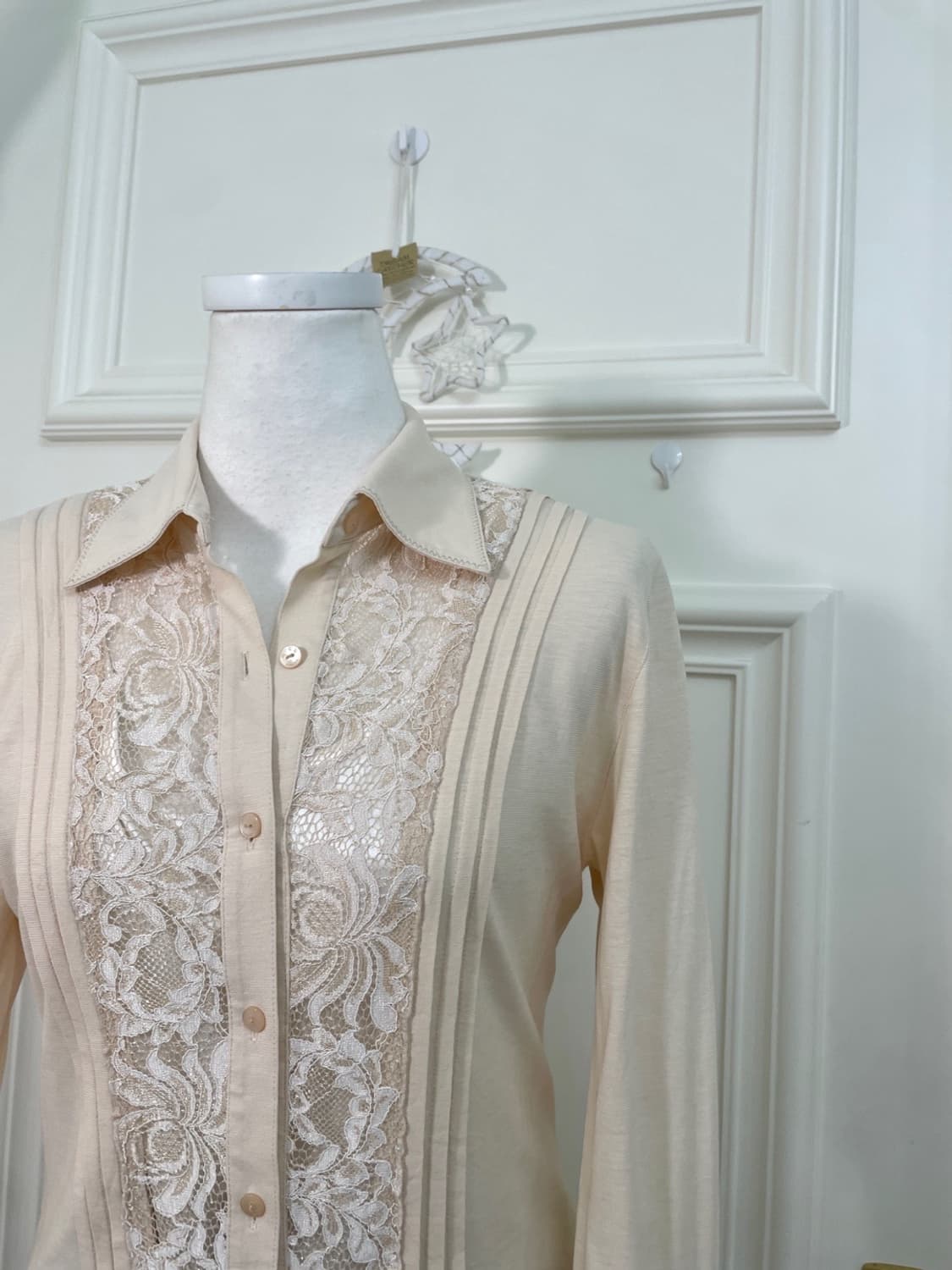 coral lace cotton spring shirt(size-40) 상품이미지7