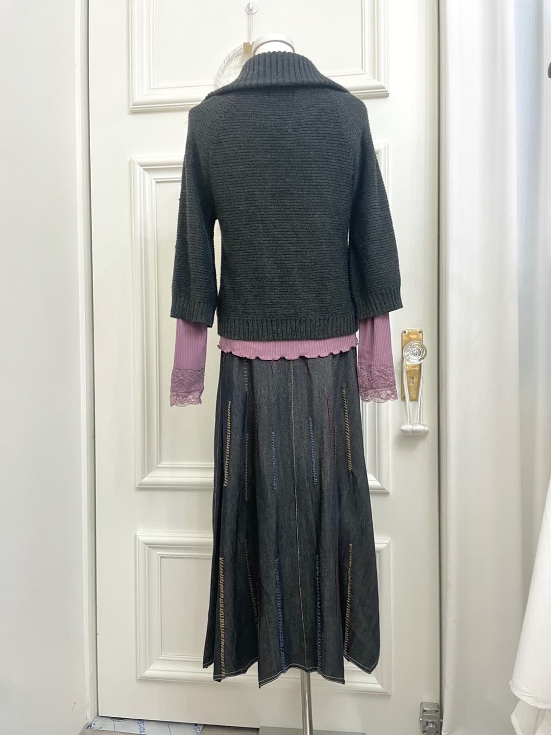 charcoal collar mori mini cardigan 상품이미지4