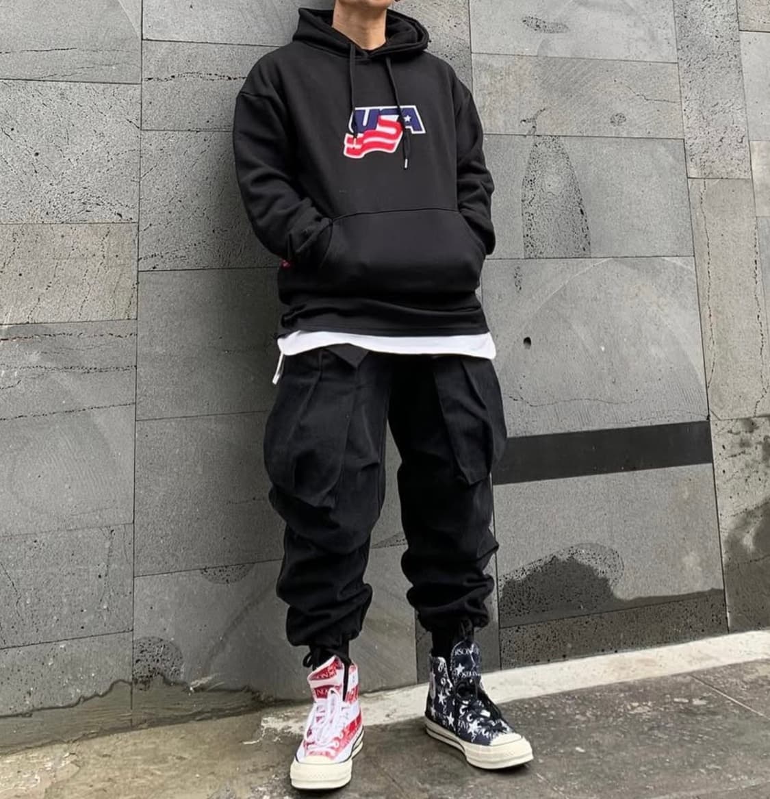 피지코 어패럴 블랙 USA 로고 후드티(m100-105) 상품이미지1