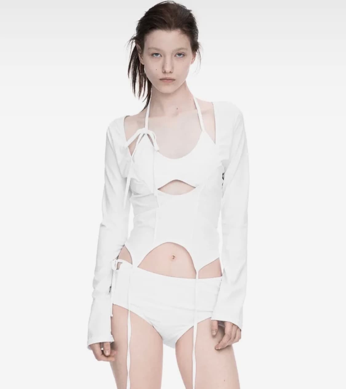 Nache 3-PIECE GARTER SWIM SUIT WHITE 상품이미지1