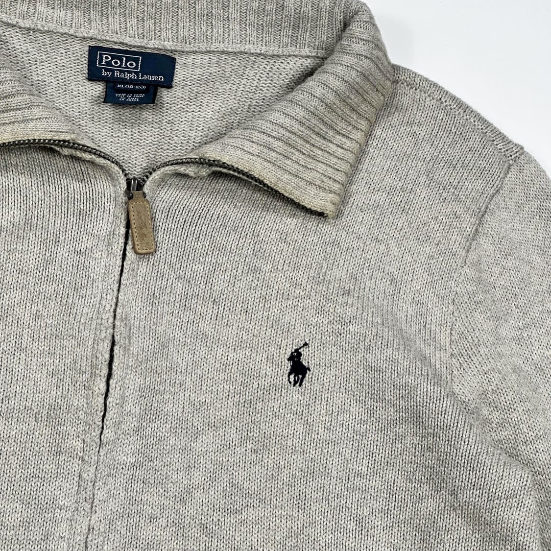 폴로 랄프로렌 걸즈 클래식 니트 집업 그레이 걸즈XL 상품이미지3