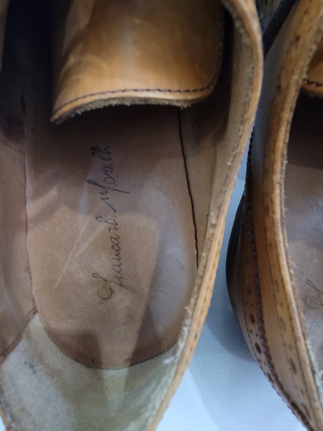 장까를로 모렐리 남성 윙팁 브라운 수제화 구두 280사이즈 상품이미지8