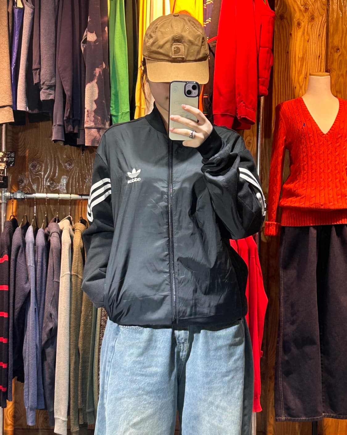 L 아디다스 오리지널스 삼선 봄버 나일론 믹스 자켓  상품이미지1