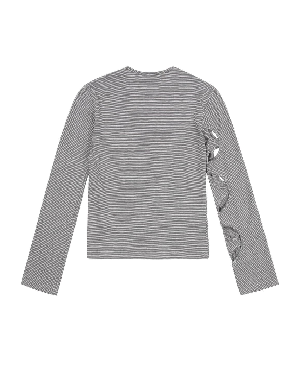 Pink & Khaki Stripe Long Sleeve Cutout T 상품이미지2