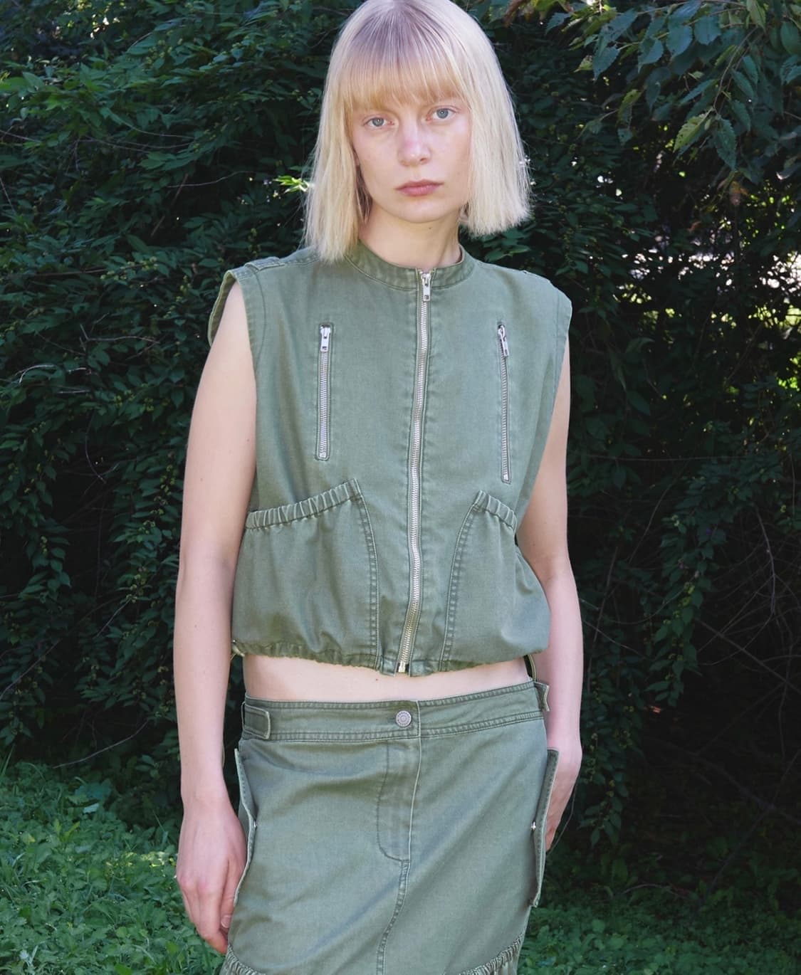 더오픈프로덕트 셔링 워크 베스트 카키 2사이즈 상품이미지1