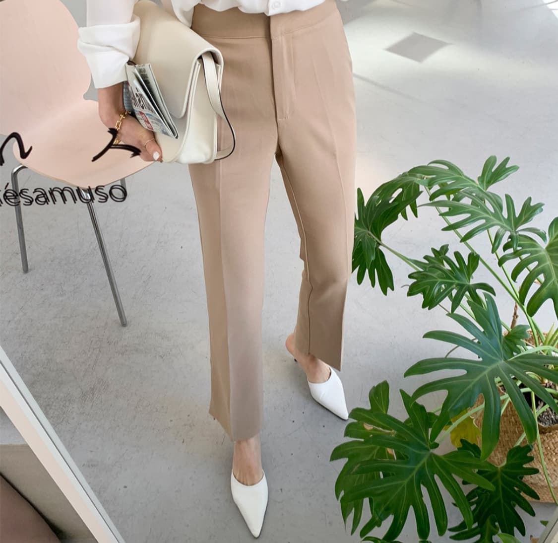 베이지 부츠컷 슬랙스 상품이미지4