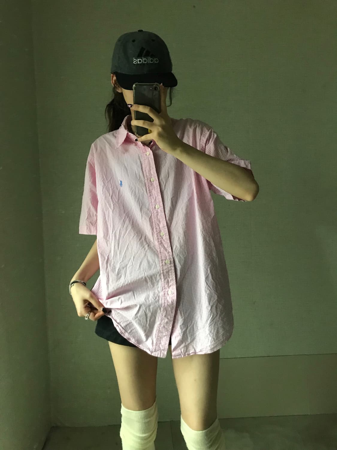 폴로 연핑크 깅엄체크 반팔 셔츠 상품이미지3