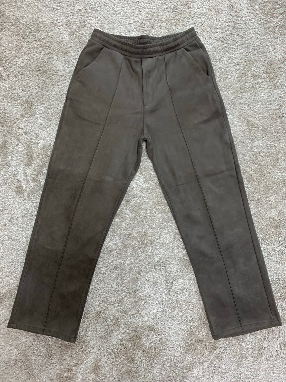 beams 빔즈  훼이크스웨이드 스트레이트 팬츠  브라운 M 사이즈  상품이미지1