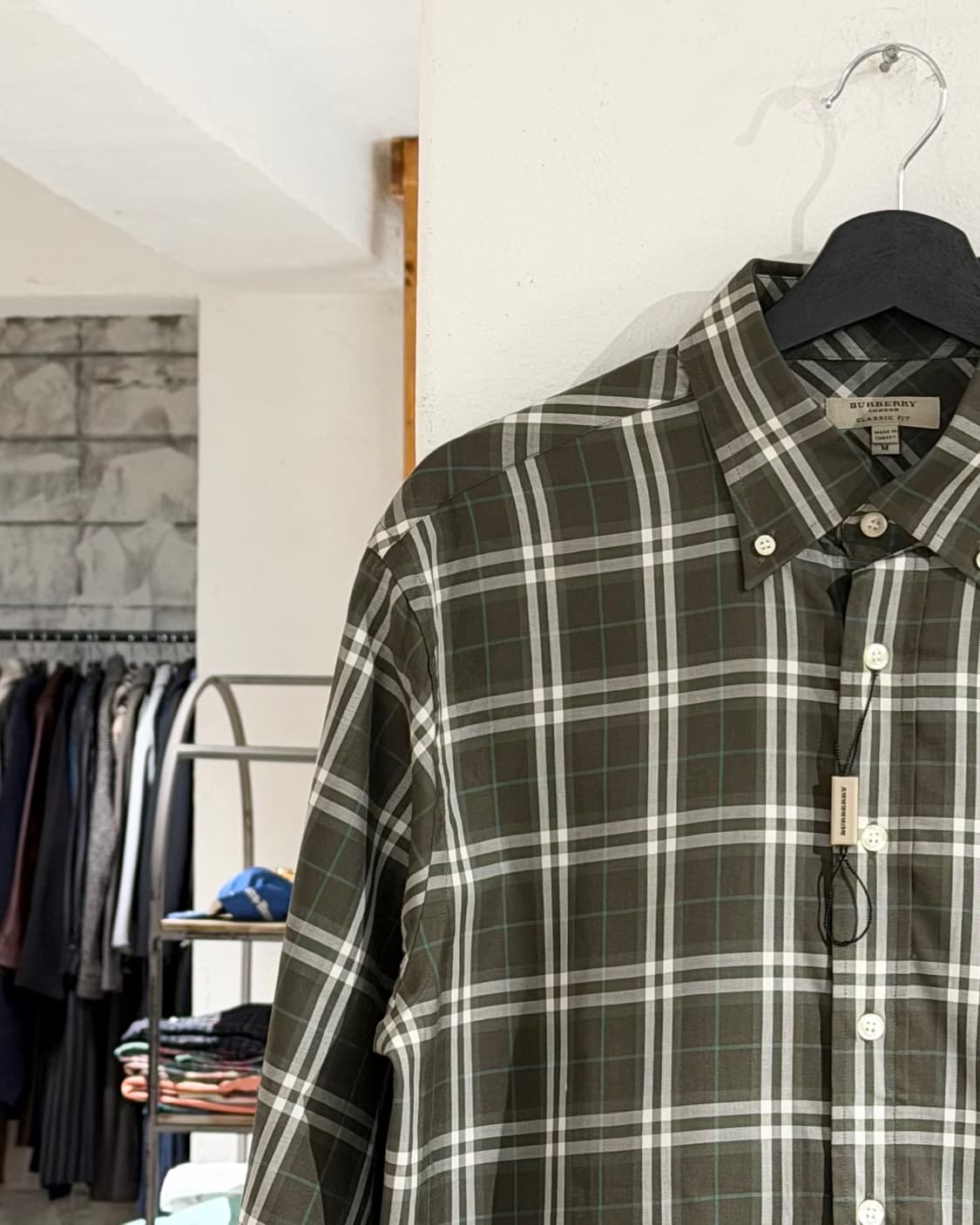 버버리 카키 플래드 버튼다운 코튼 셔츠 상품이미지2