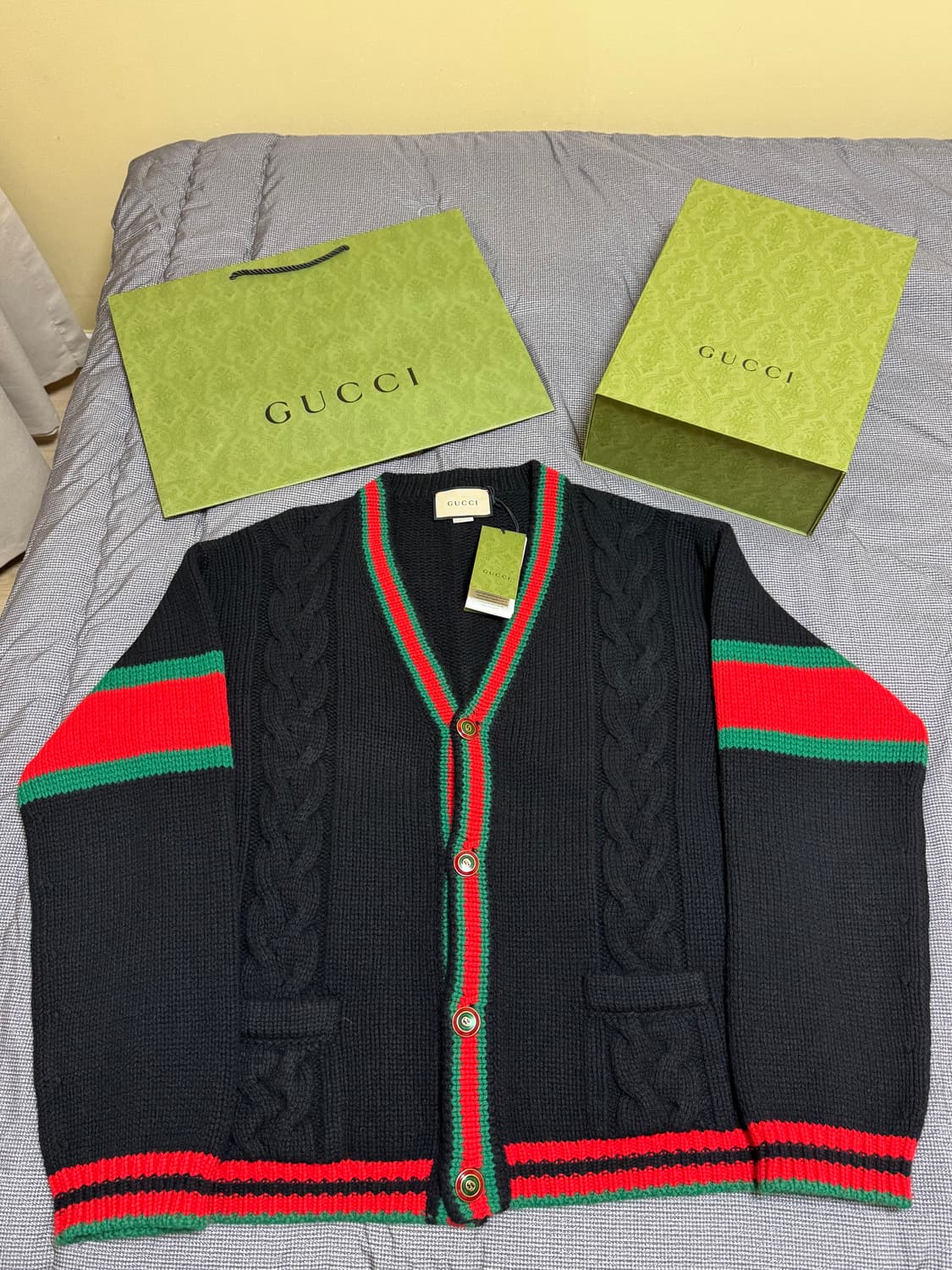 구찌 웹 울 가디건(풀박)  XL 상품이미지1