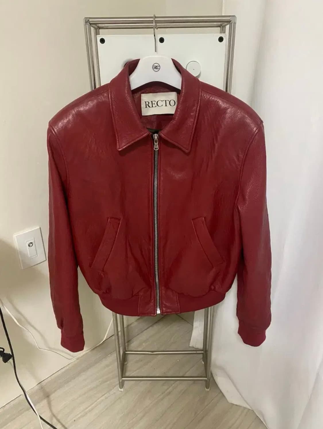 [M] 렉토 시그니처 벤 21 레더 가죽 블루종 점퍼 자켓 빈티지 레드 상품이미지8