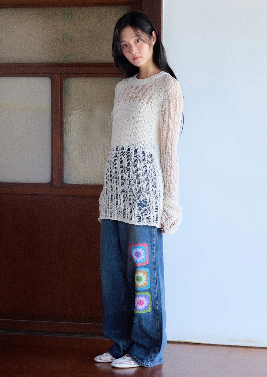 로씨로씨X그래피커스 Crochet Jeans 중청 상품이미지3