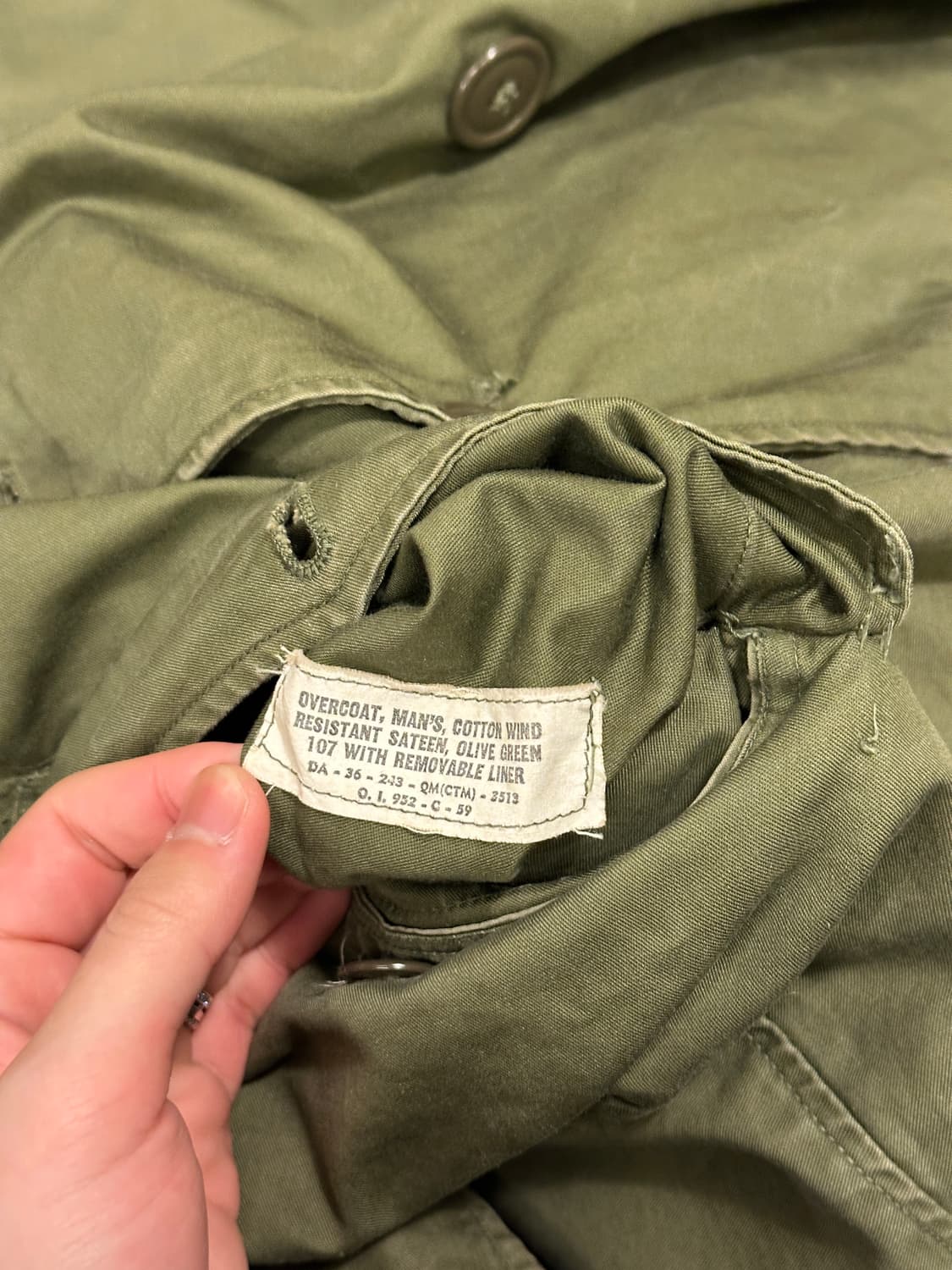 Original 1950s M-1950 Over coat 피쉬테일 야상 상품이미지10