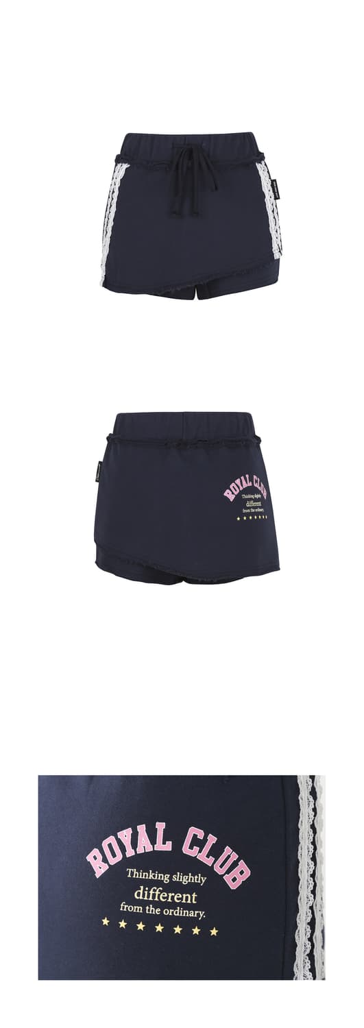 오드원아웃 Lace line sweat skirtpants navy 상품이미지2