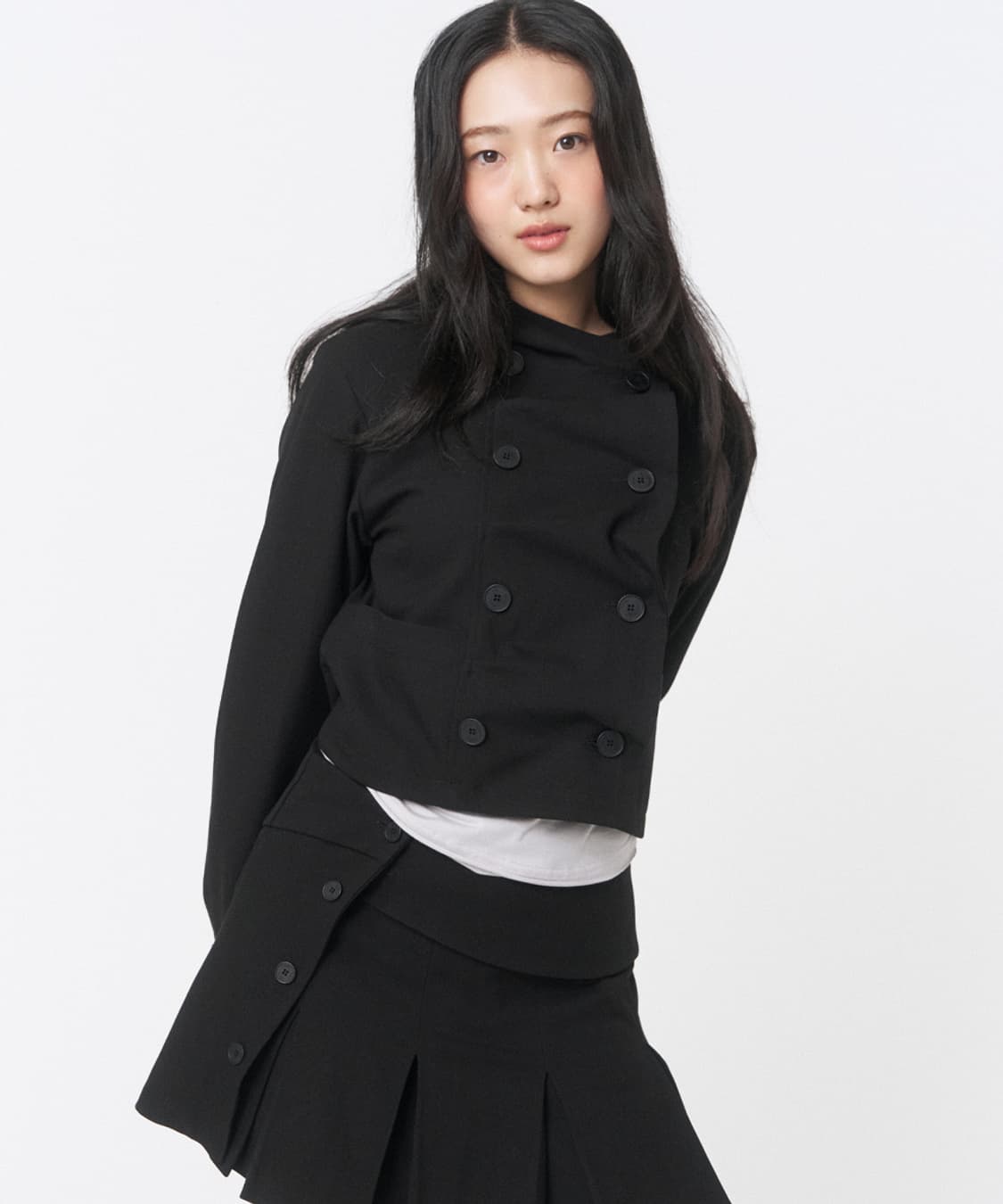 미세키서울 Cowl neck button Jacket BLACK  상품이미지1