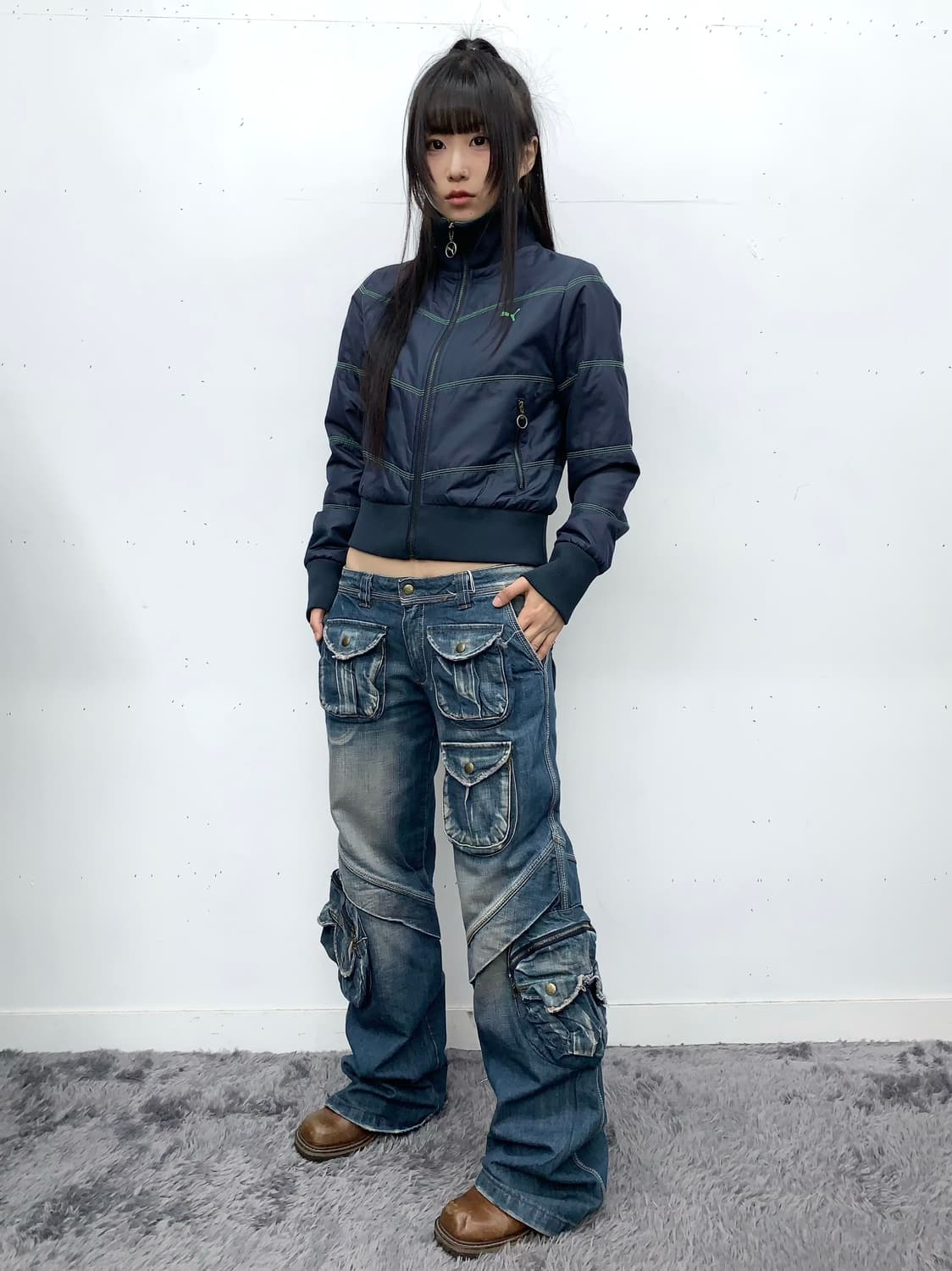 퓨마 00s y2k 그린 집업 상품이미지1